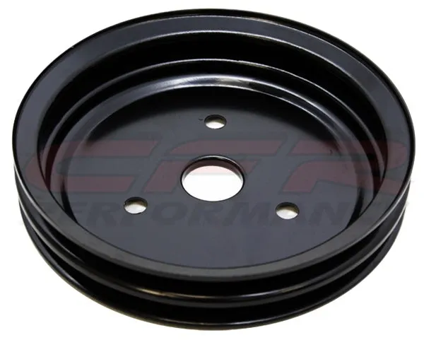 1955-68 CHEVY SMALL BLOCK BLACK STEEL CRANKSHAFT PULLEY - SHORT (2 GROOVE)