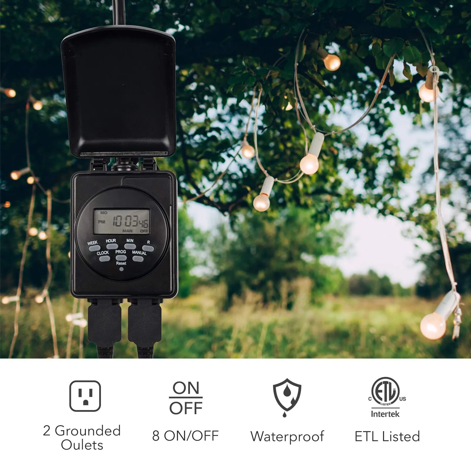 7 Day Outdoor Heavy Duty Digital Programmable Timer Dual Outlet BN-LINK