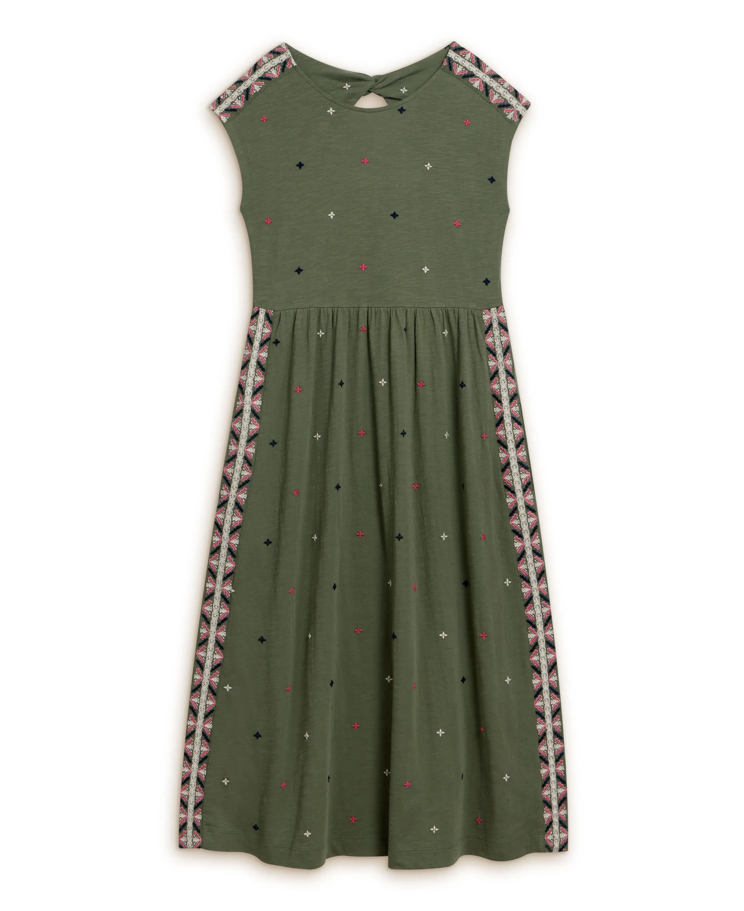 Addison Embroidered Dress - Green Multi