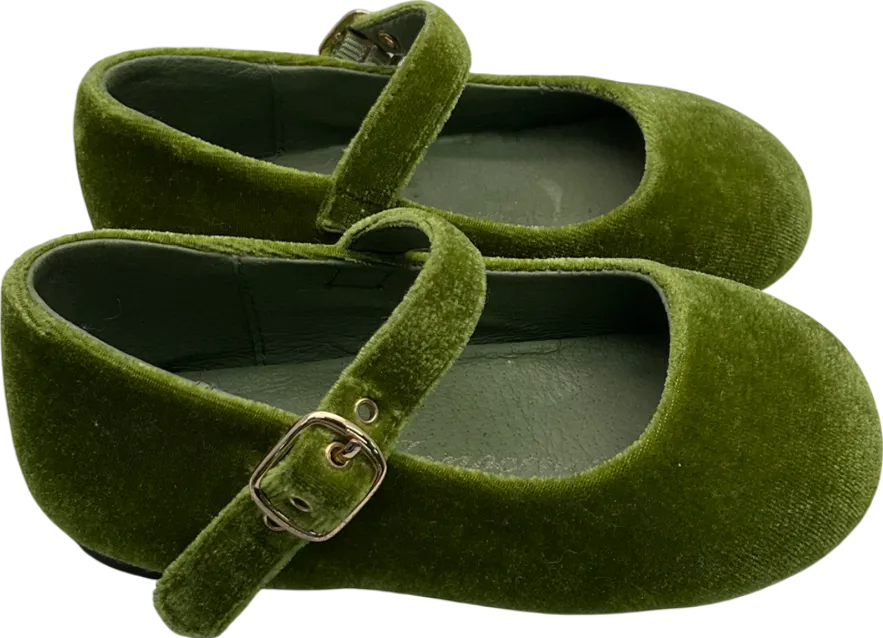 Age of Innocence Green Eva Velvet Ballerina Shoes UK 7 EU 24 👼