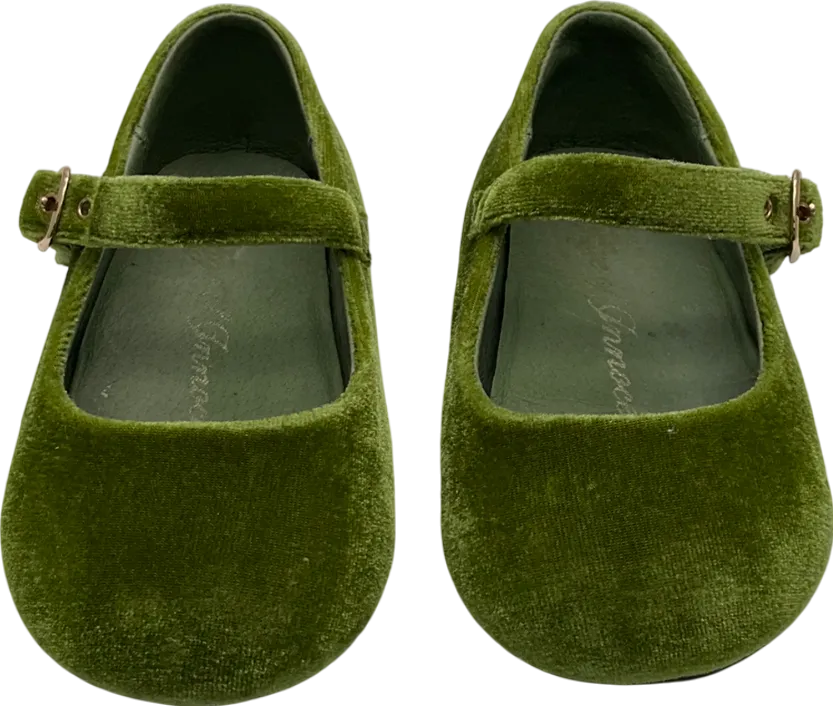 Age of Innocence Green Eva Velvet Ballerina Shoes UK 7 EU 24 👼