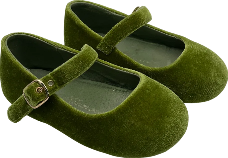 Age of Innocence Green Eva Velvet Ballerina Shoes UK 7 EU 24 👼