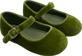 Age of Innocence Green Eva Velvet Ballerina Shoes UK 7 EU 24 👼