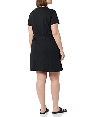 Amazon Essentials Women's Short Sleeve Elastic Waist Cotton Jersey Minidress, Black, X-Small