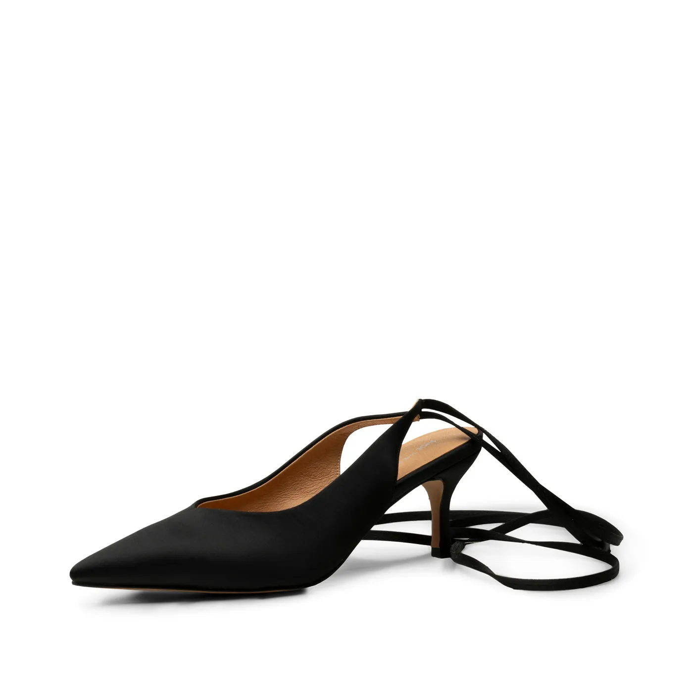 Amia tie-up pump satin - BLACK SATIN