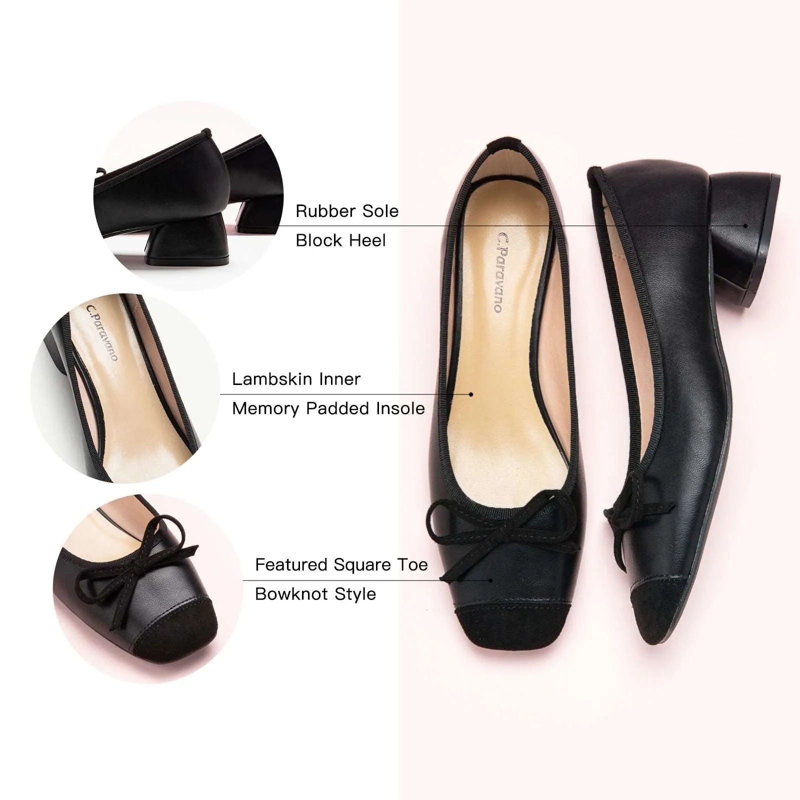 Ballet Block Heel (Nina) Black