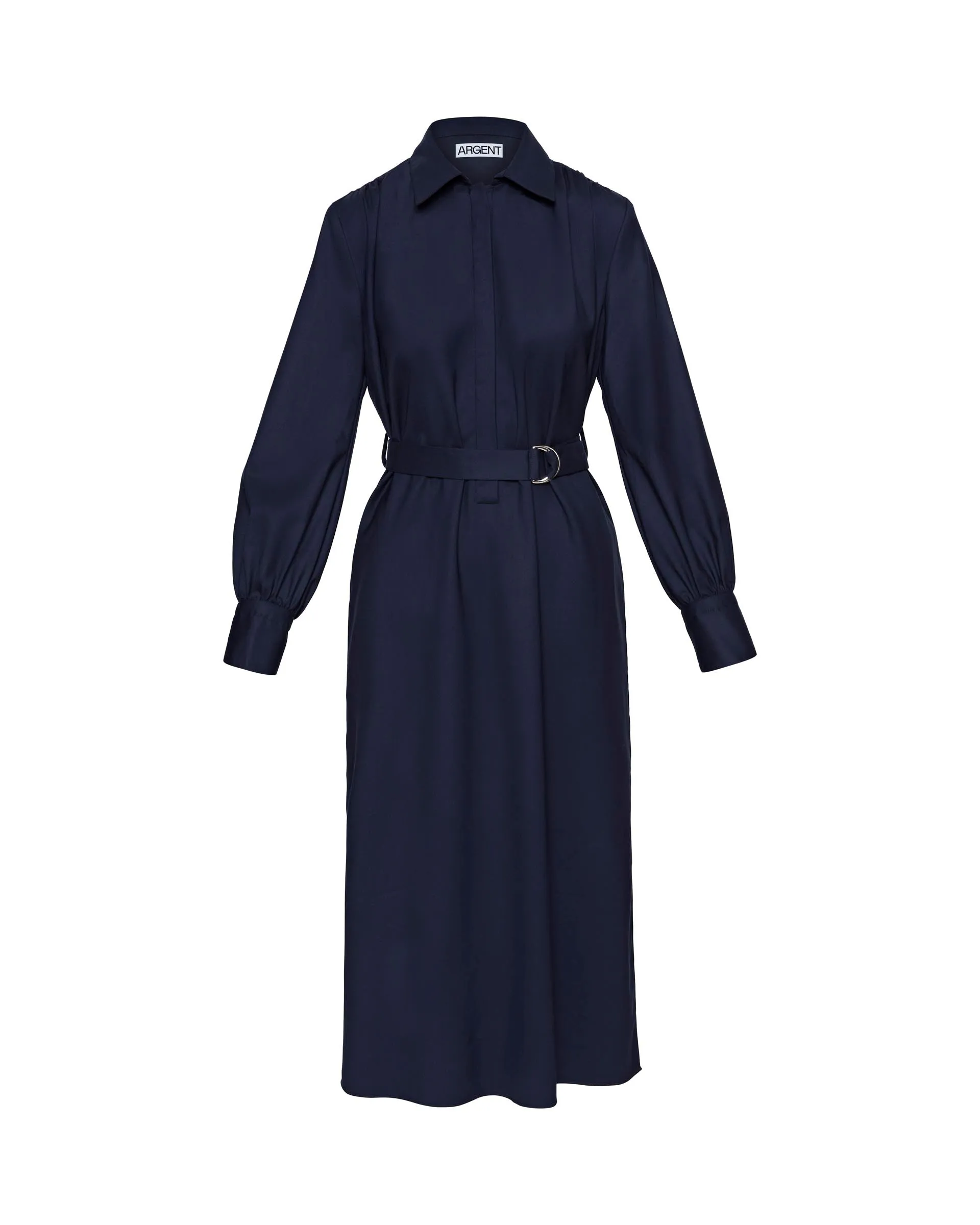 Belted Dress in Seasonless Wool | Midnight