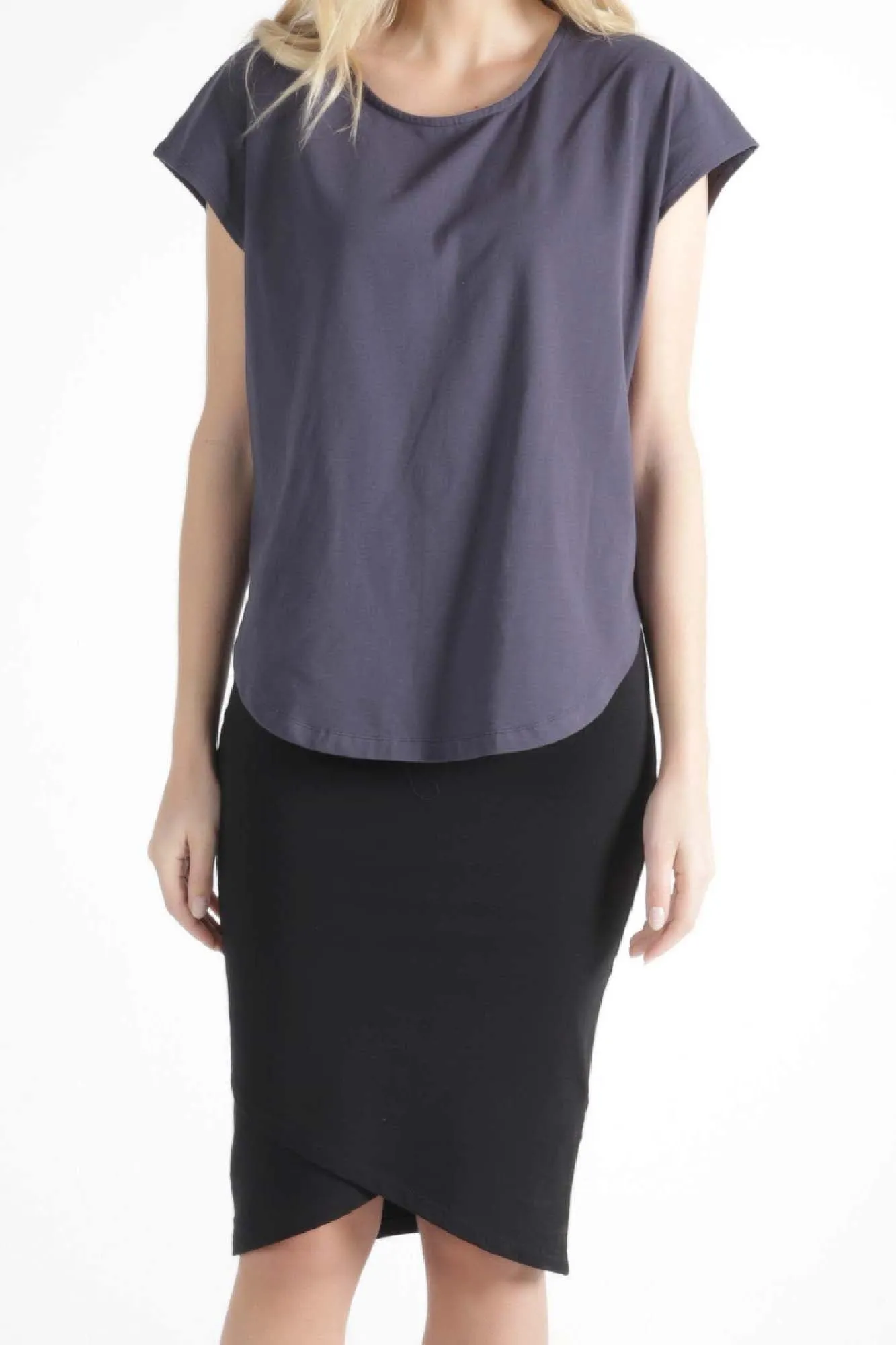 Betty Basics Tulip Top in Blue Stone