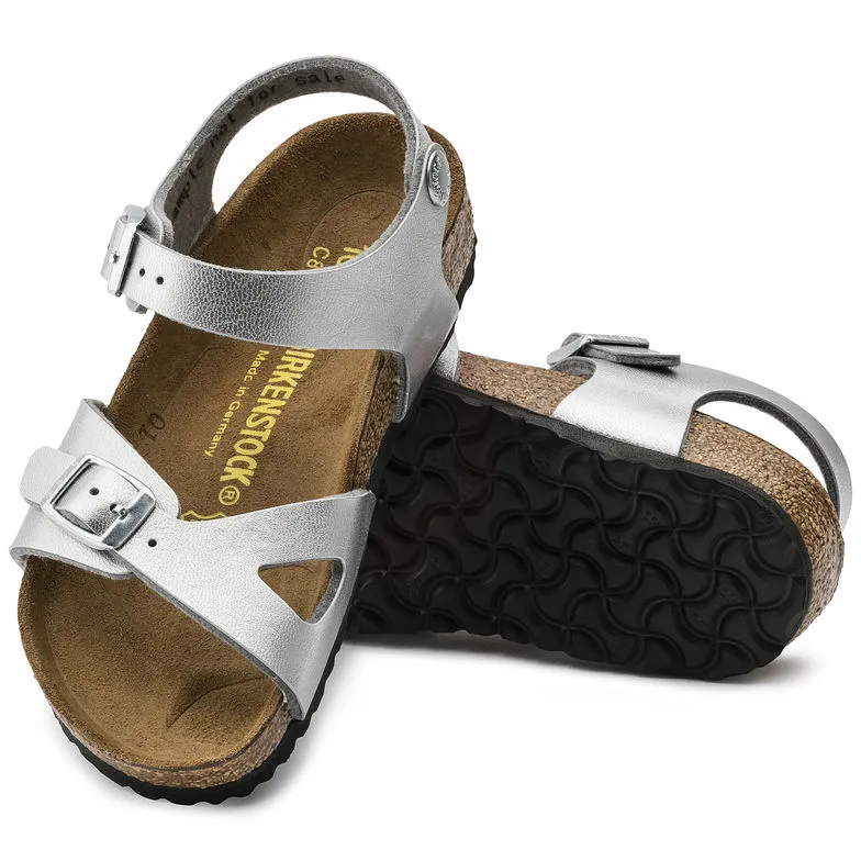 Birkenstock Kids Rio Birko-Flor Silver - Narrow