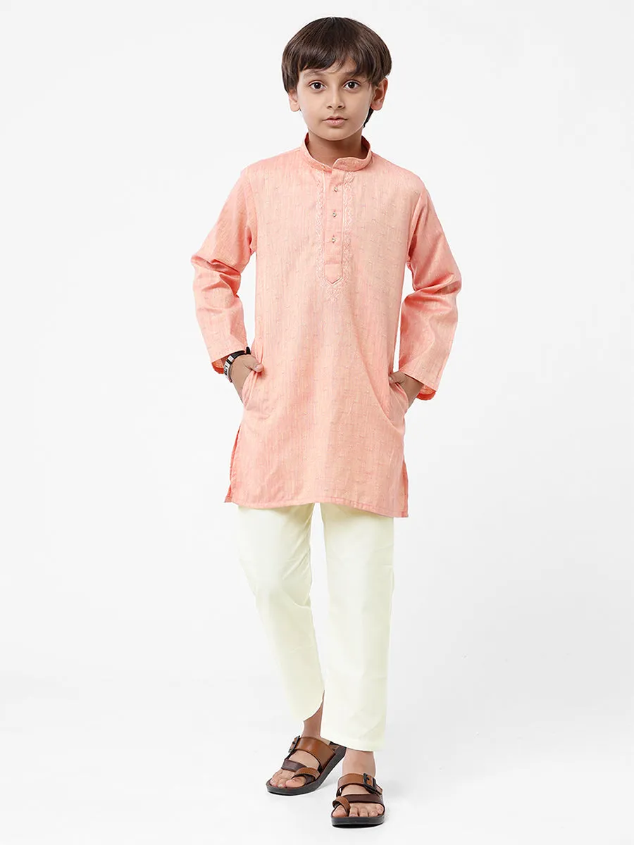 Boys Best Kurta Pyjama Set Pink