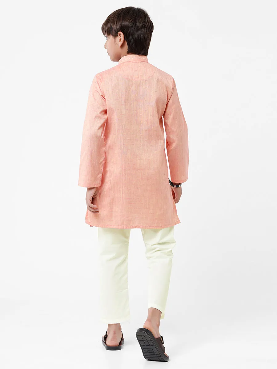 Boys Best Kurta Pyjama Set Pink