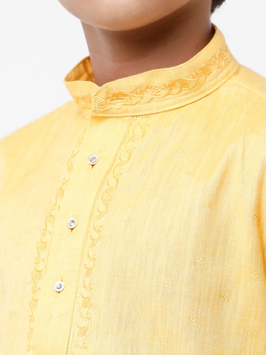 Boys Best Kurta Pyjama Set Yellow