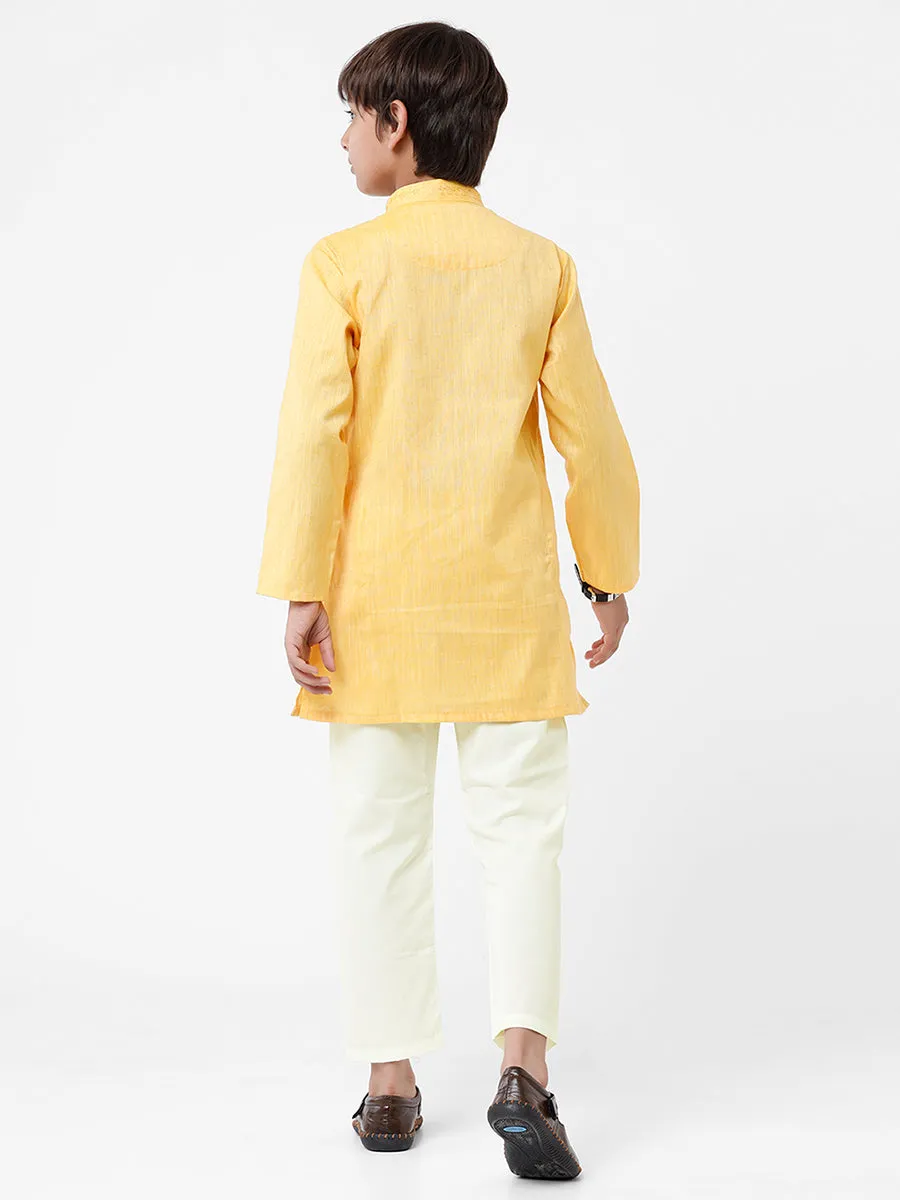 Boys Best Kurta Pyjama Set Yellow