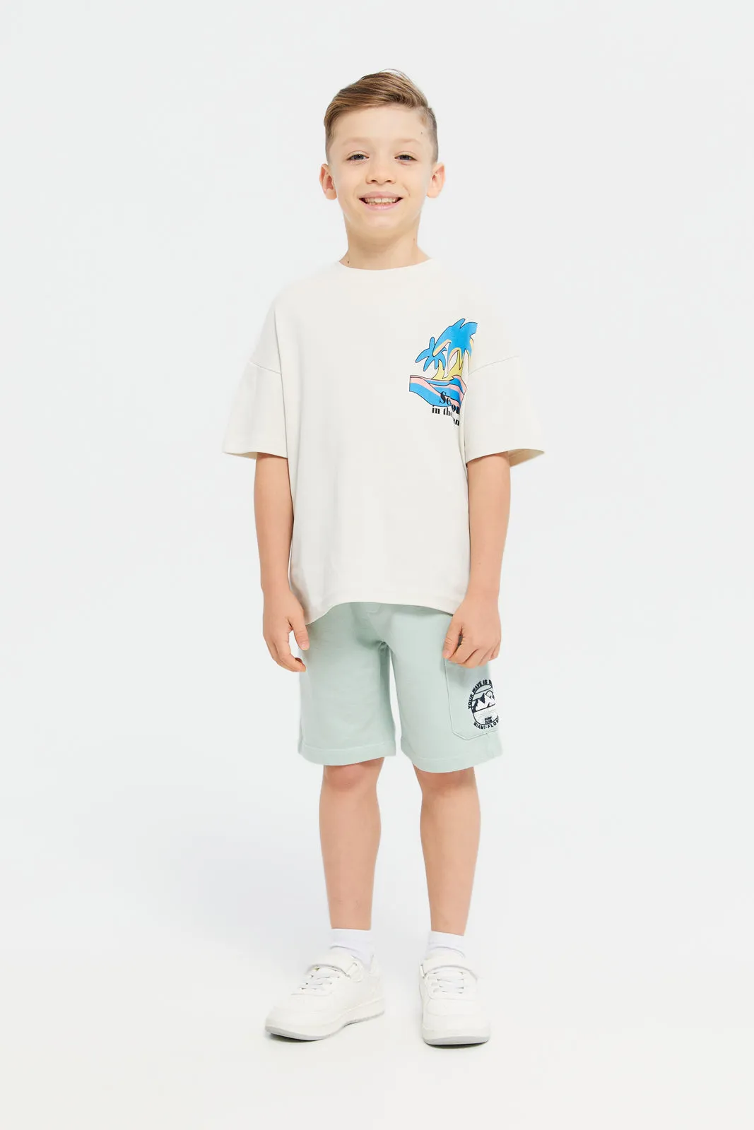 Boys Blue Print Shorts