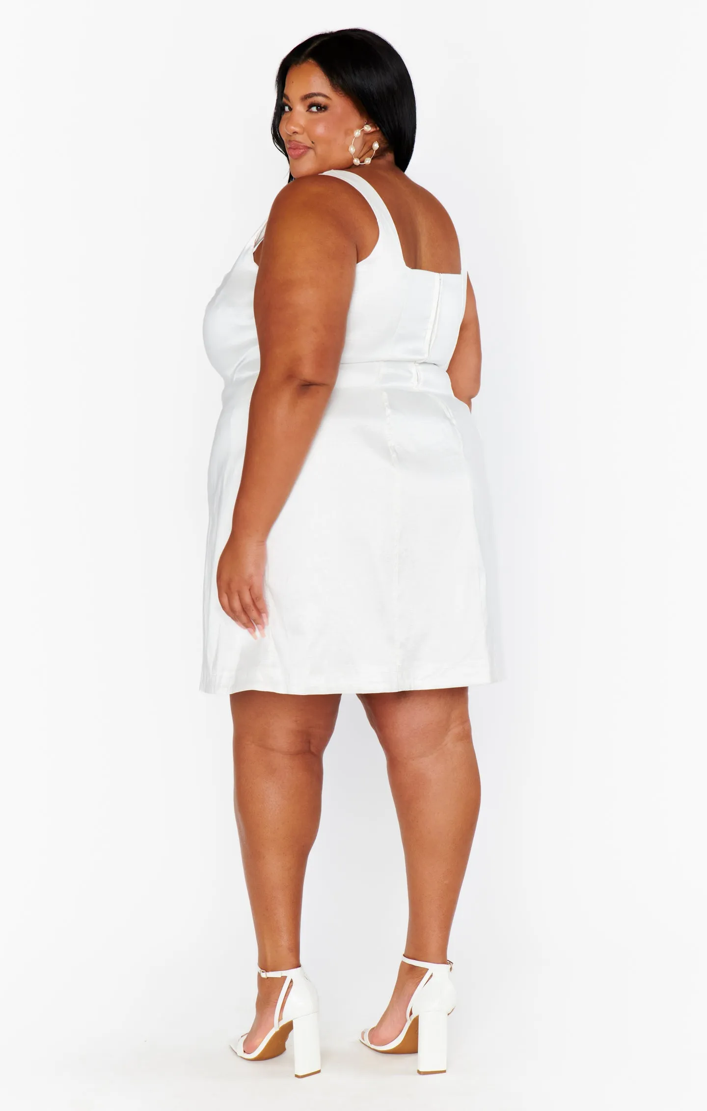 Camille Mini Dress ~ White Taffeta