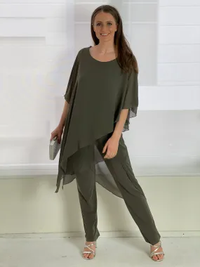 Cara Khaki Elegant Jumpsuit