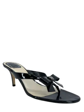 Christian Dior Patent Leather Bow Thongs Sandals Size 10.5