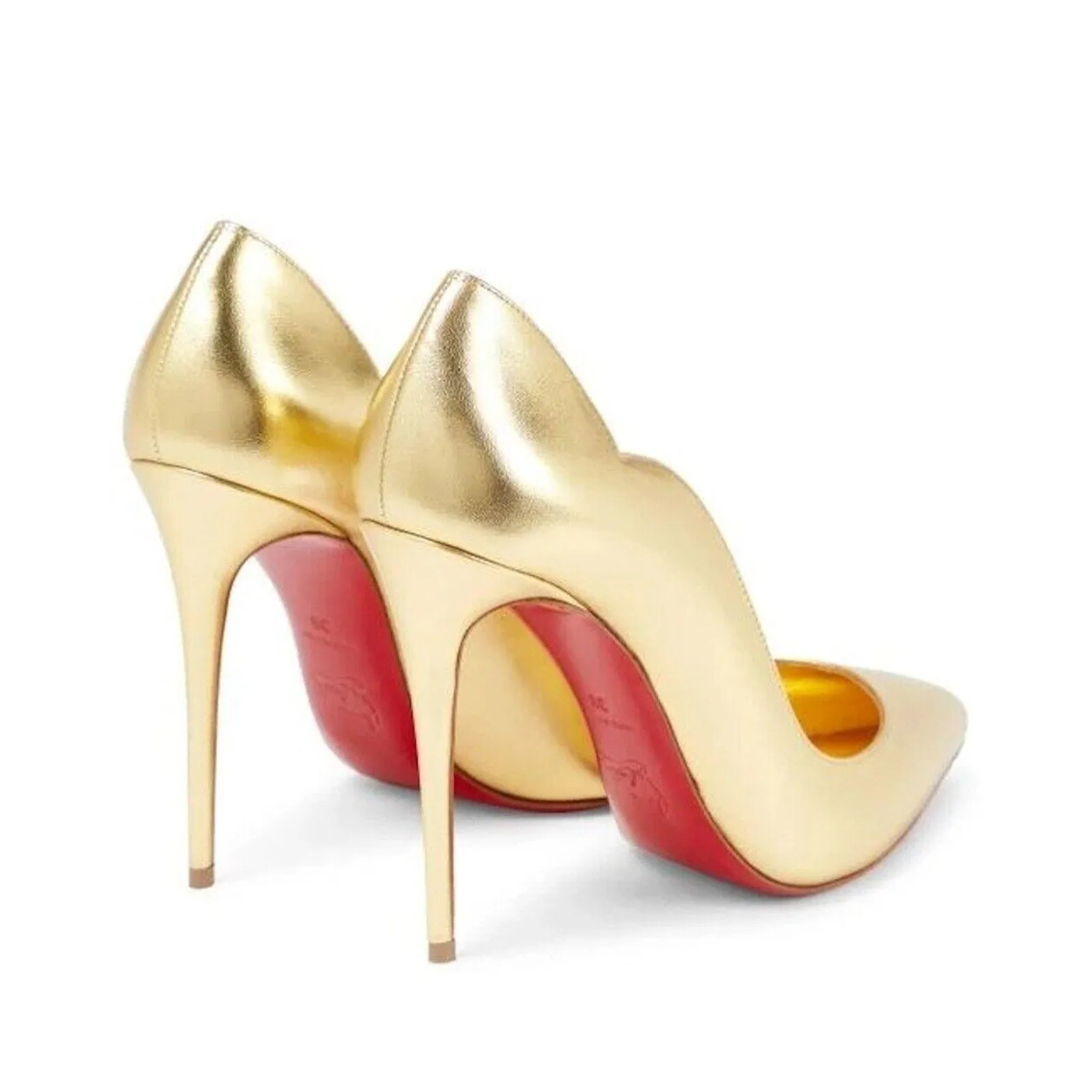 Christian Louboutin Hot Chick 100 Metallic Leather Gold Pumps