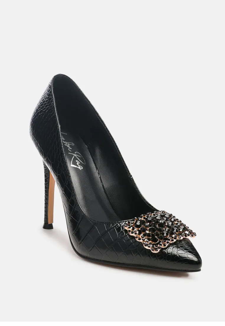 Cirrus Diamante Embellished Brooch Pumps