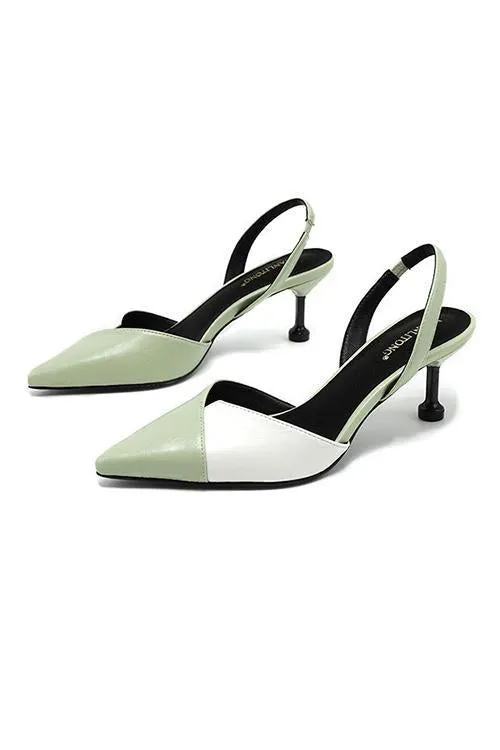 Color Block Pointed Toe High Heel Pumps