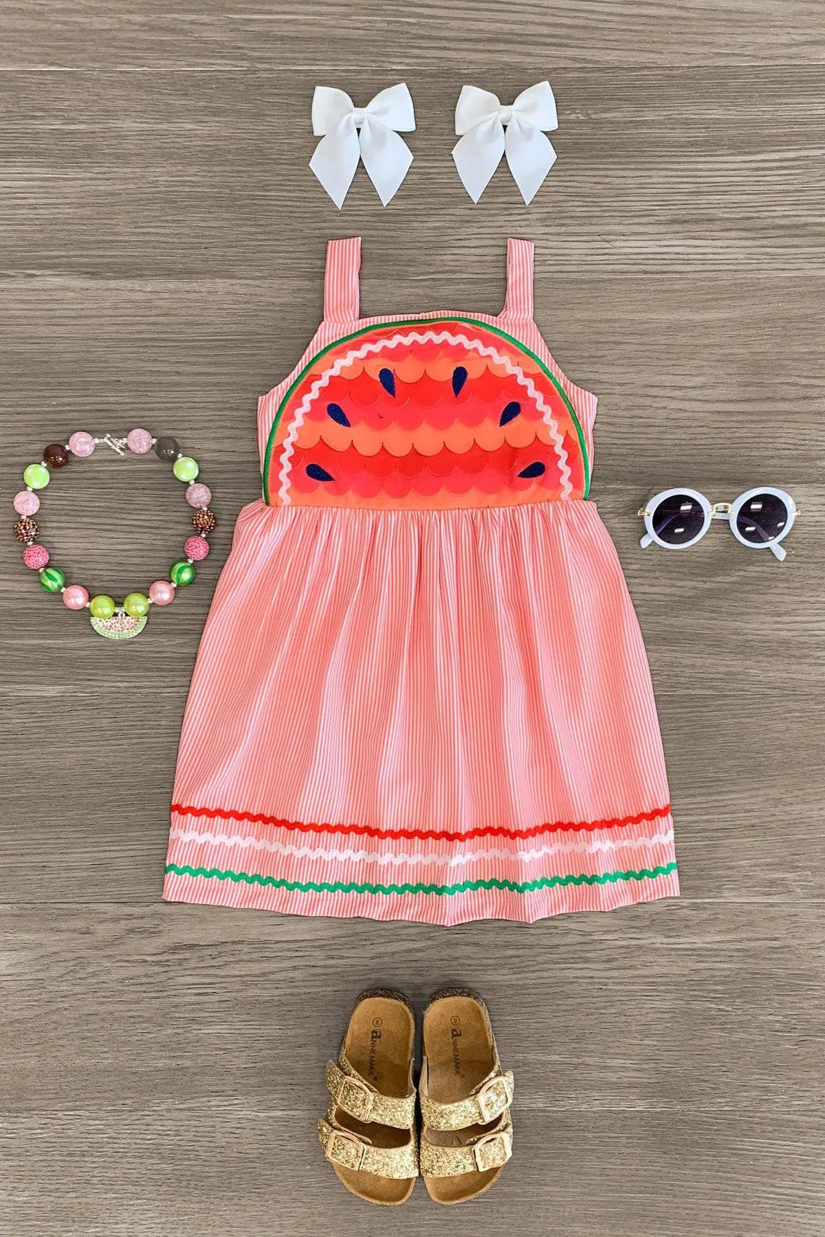 Coral Stripe Watermelon Tank Dress