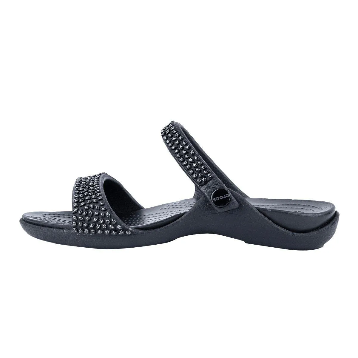 Crocs Cleo V Diamante Sparkle Bling Flat Sandals Rubber Black Colour For Women