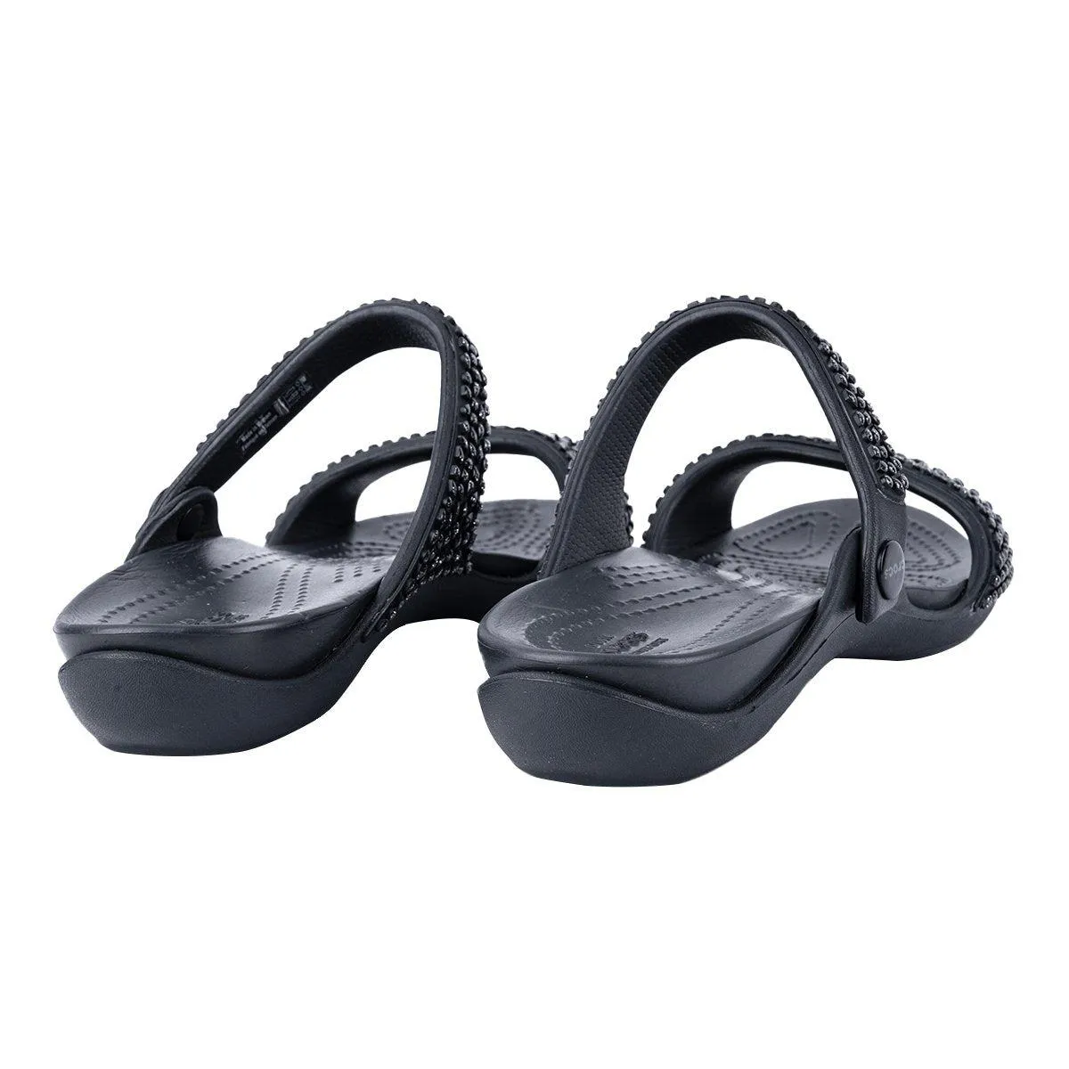 Crocs Cleo V Diamante Sparkle Bling Flat Sandals Rubber Black Colour For Women