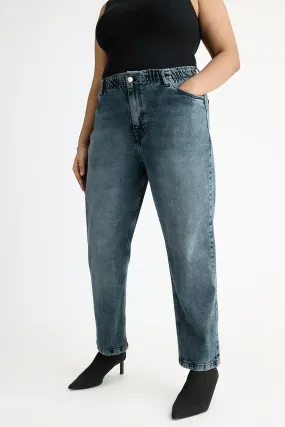 Curved Mid Charcoal Stretch Mom Jeans