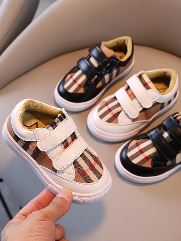 Designer Inspired Plaid Velcro Sneakers by Liv and Mia