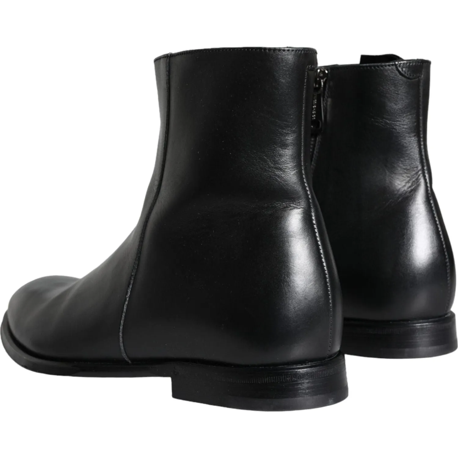 Dolce & Gabbana Black Calf Leather Men Ankle Boots Men Shoes