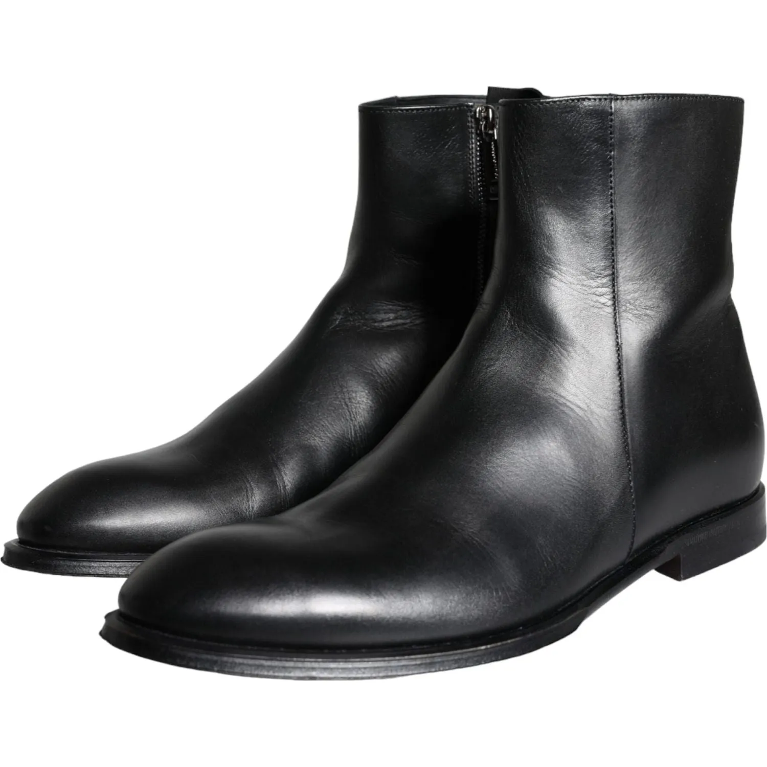 Dolce & Gabbana Black Calf Leather Men Ankle Boots Men Shoes