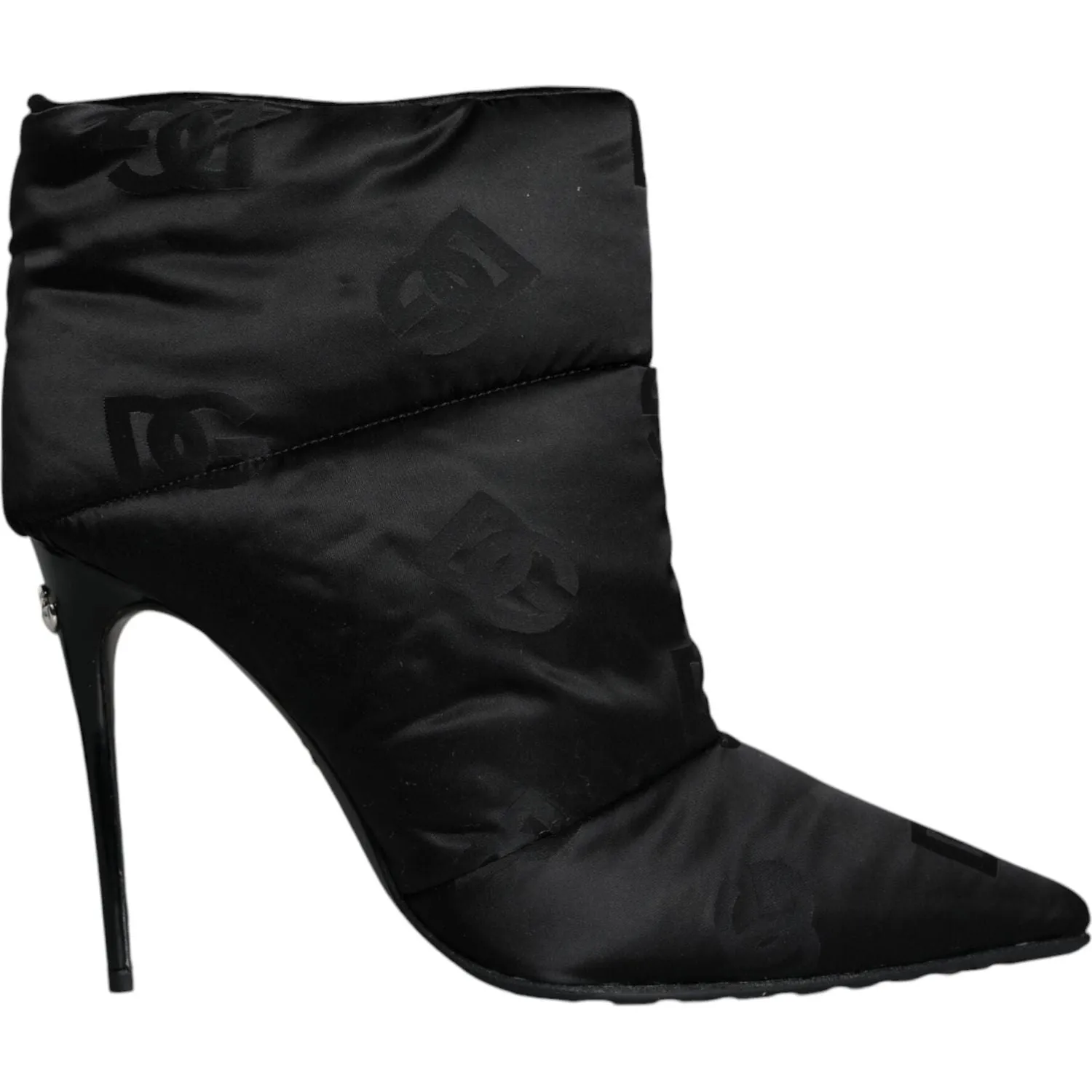 Dolce & Gabbana Black DG Logo Padded Heels Ankle Boots Shoes