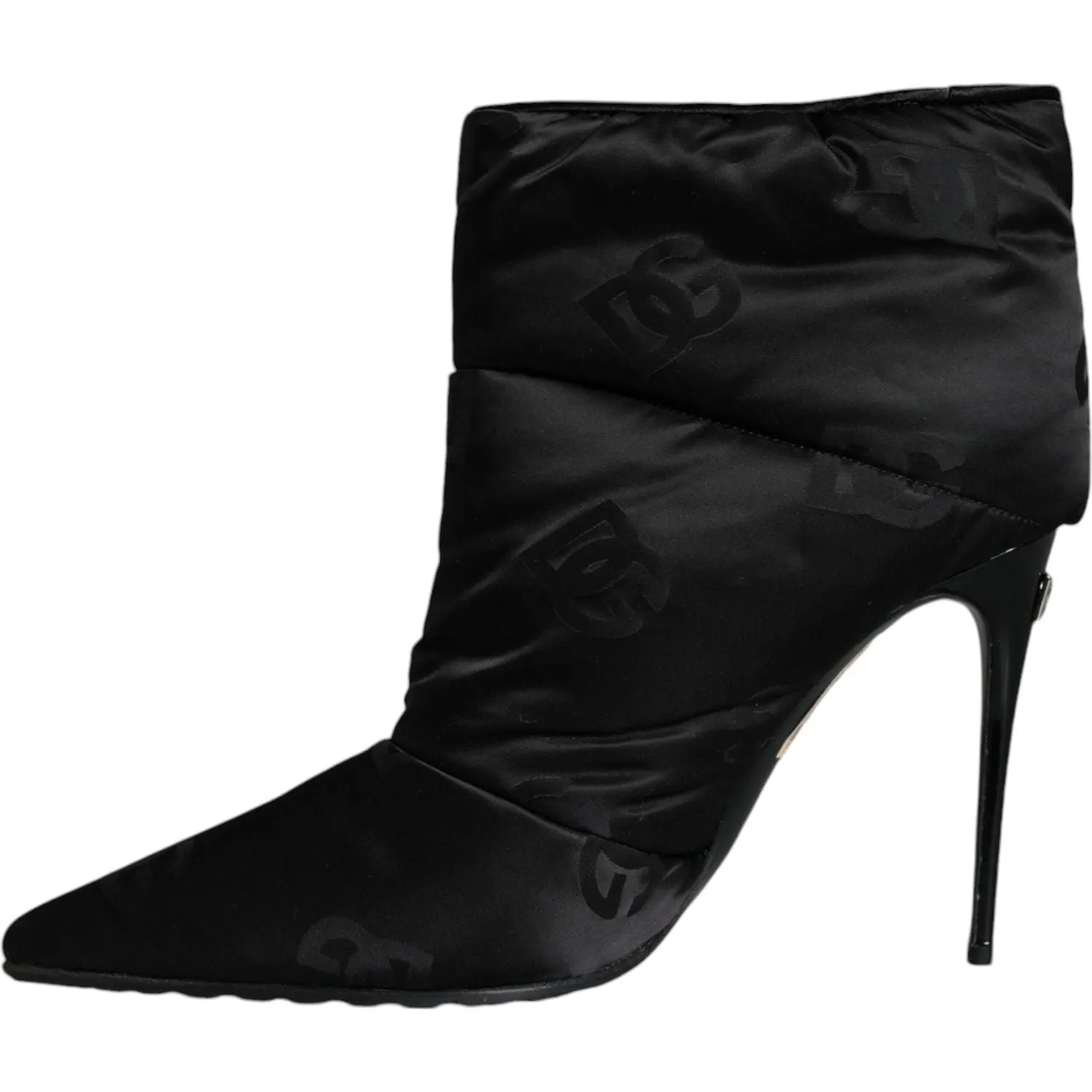 Dolce & Gabbana Black DG Logo Padded Heels Ankle Boots Shoes