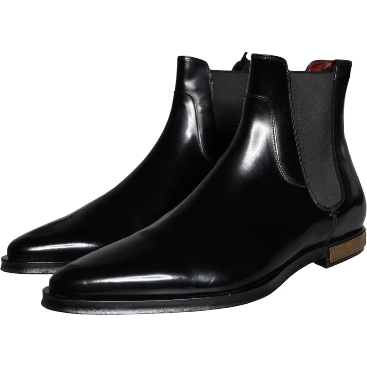 Dolce & Gabbana Black Leather Chelsea Ankle Boots Shoes