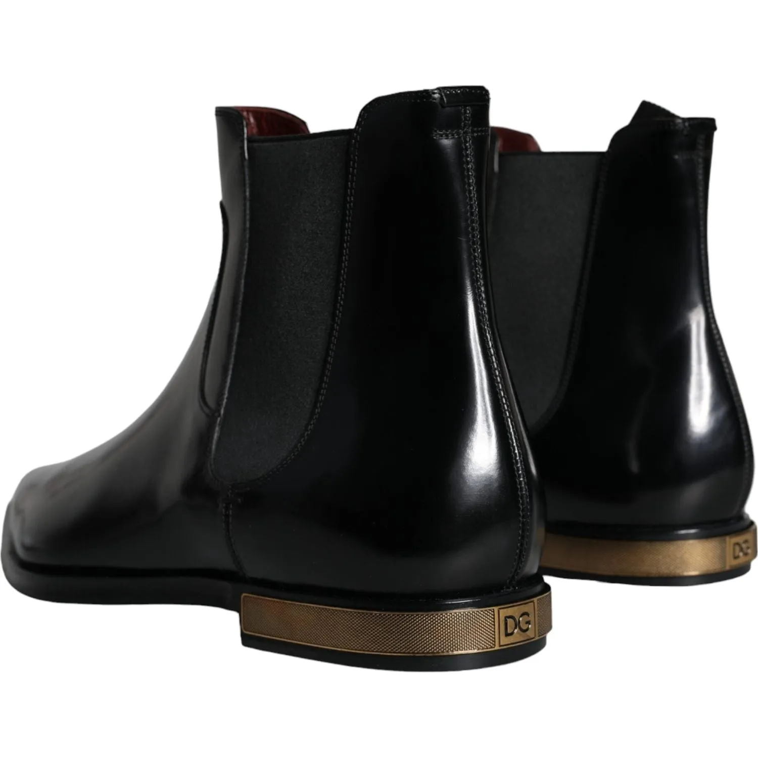 Dolce & Gabbana Black Leather Chelsea Ankle Boots Shoes