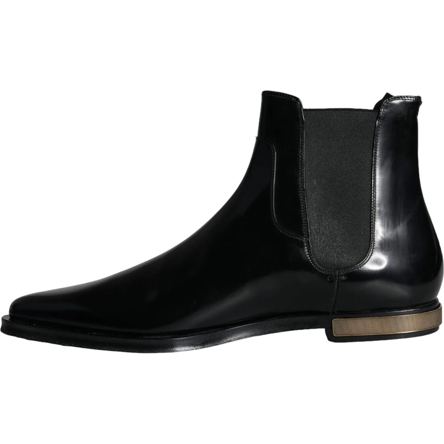 Dolce & Gabbana Black Leather Chelsea Ankle Boots Shoes