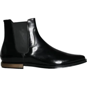 Dolce & Gabbana Black Leather Chelsea Ankle Boots Shoes