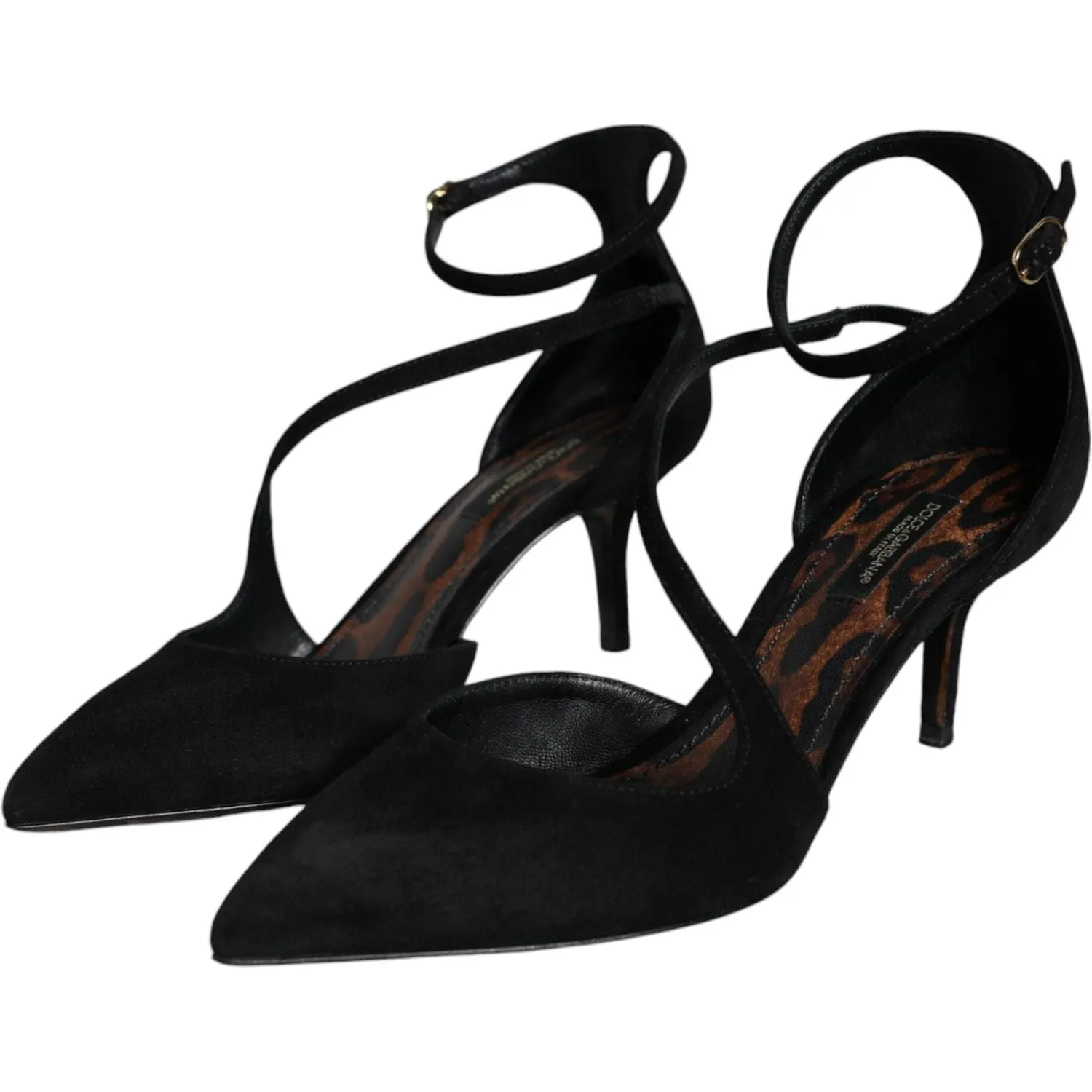 Dolce & Gabbana Black Suede Ankle Strap Pumps Heels Shoes