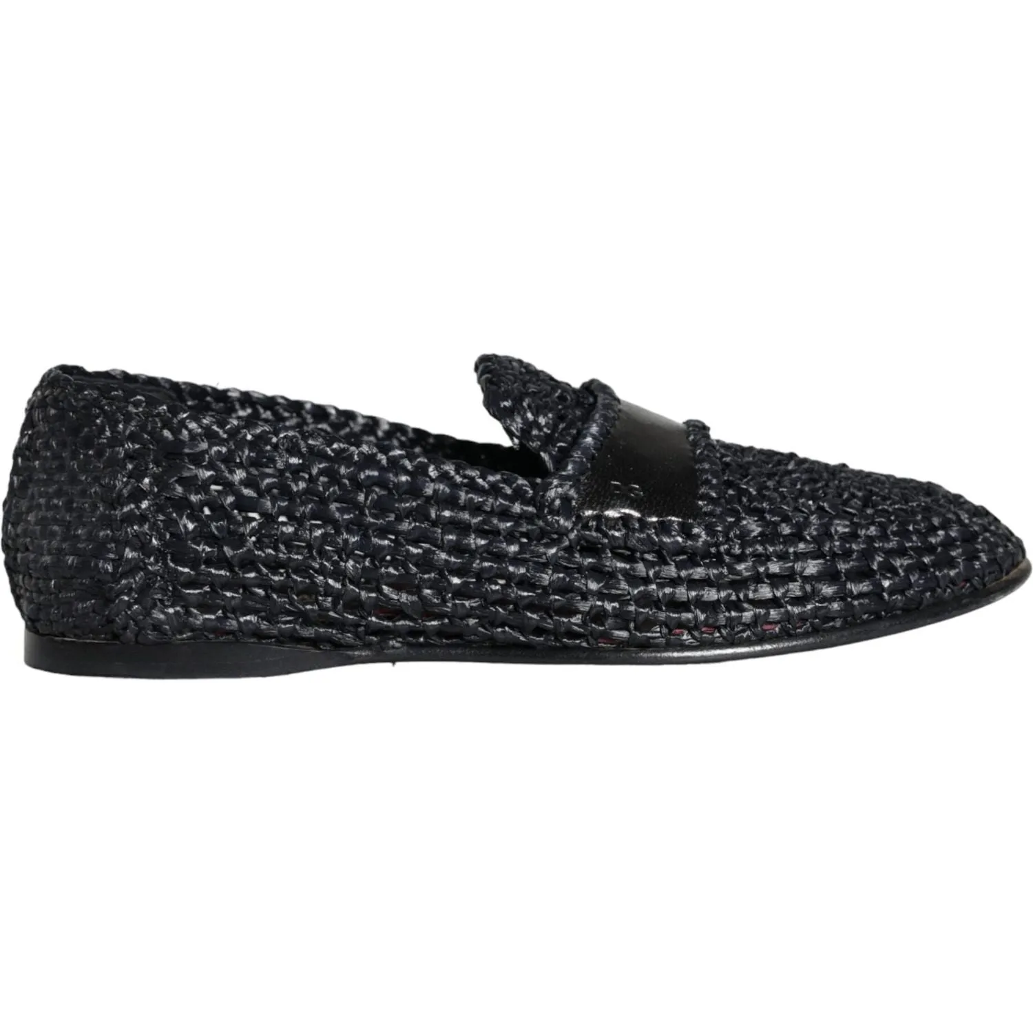 Dolce & Gabbana Black Woven Raffia Slip On Loafers Men Shoes