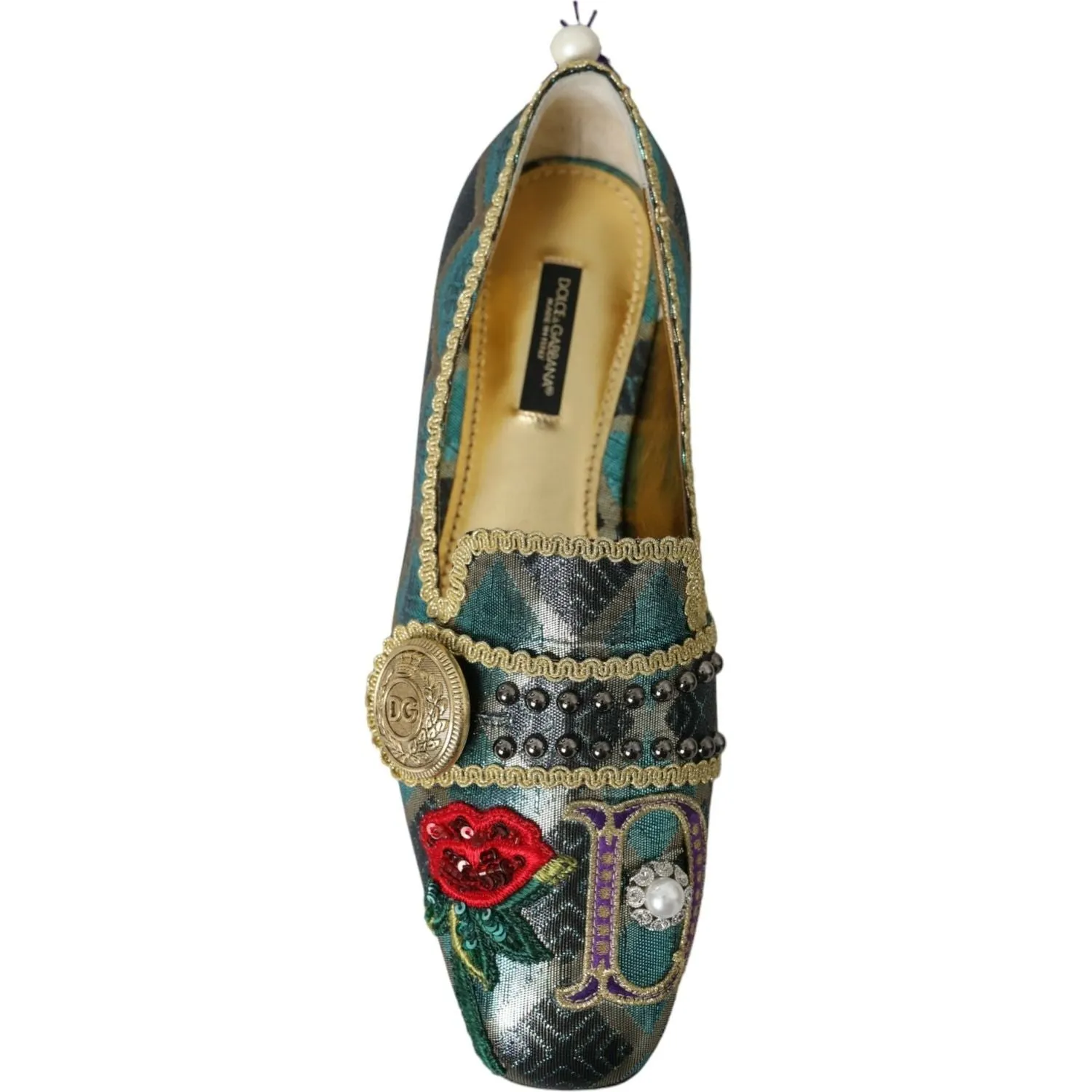 Dolce & Gabbana Multicolor Jacquard Embellished Loafers Shoes