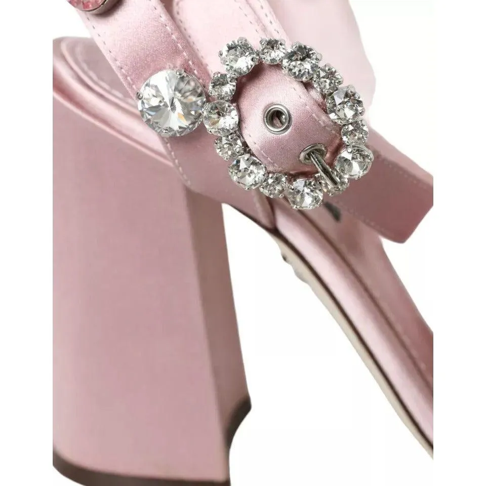 Dolce & Gabbana Pink Turkey Feather Crystal Sandals Shoes