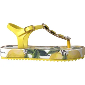 Dolce & Gabbana Yellow Lemon Beachwear Flats Sandals Shoes