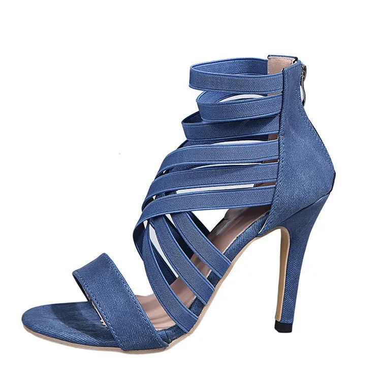 Elastic band stiletto sandals