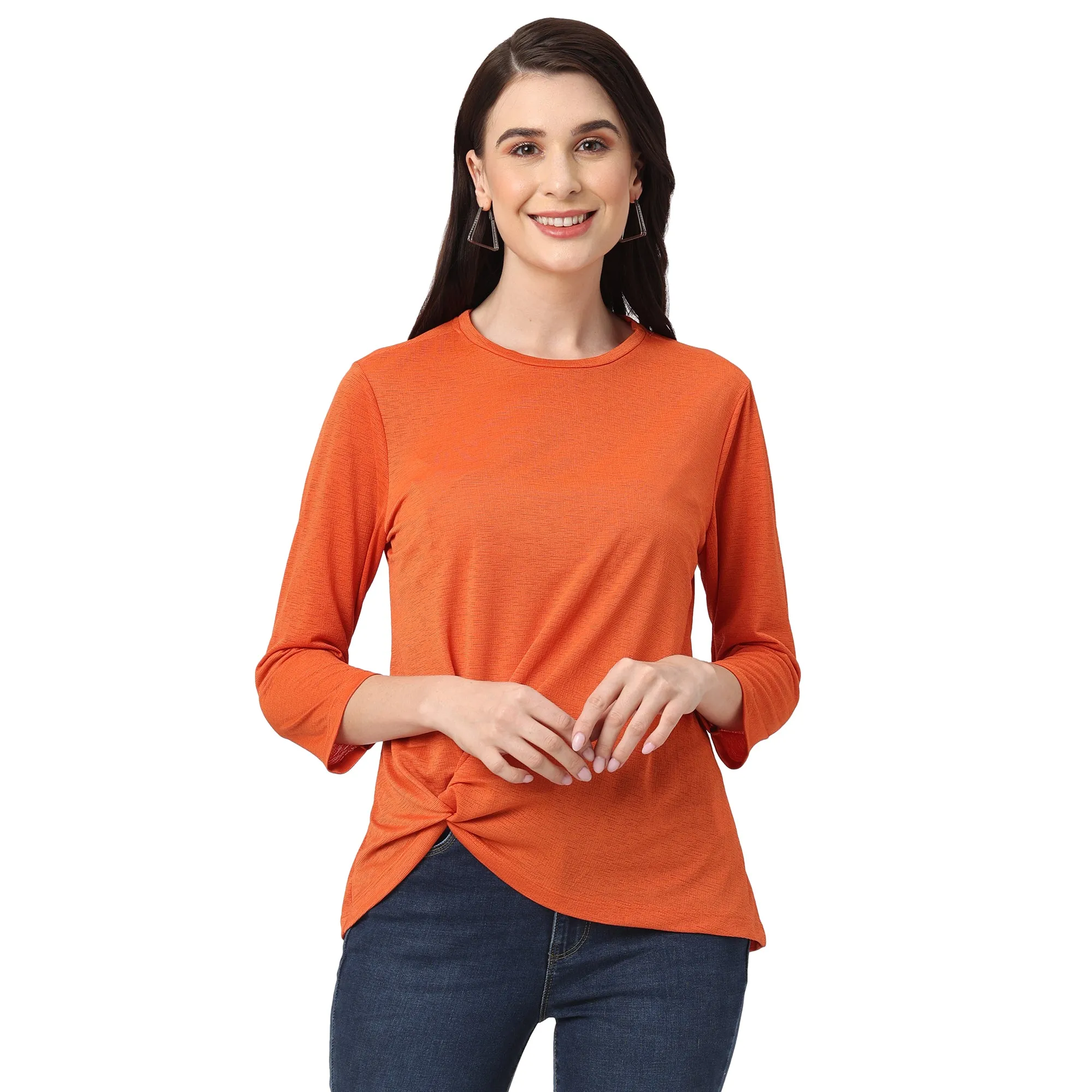 Fancy Rust Full Sleeves Top for Women