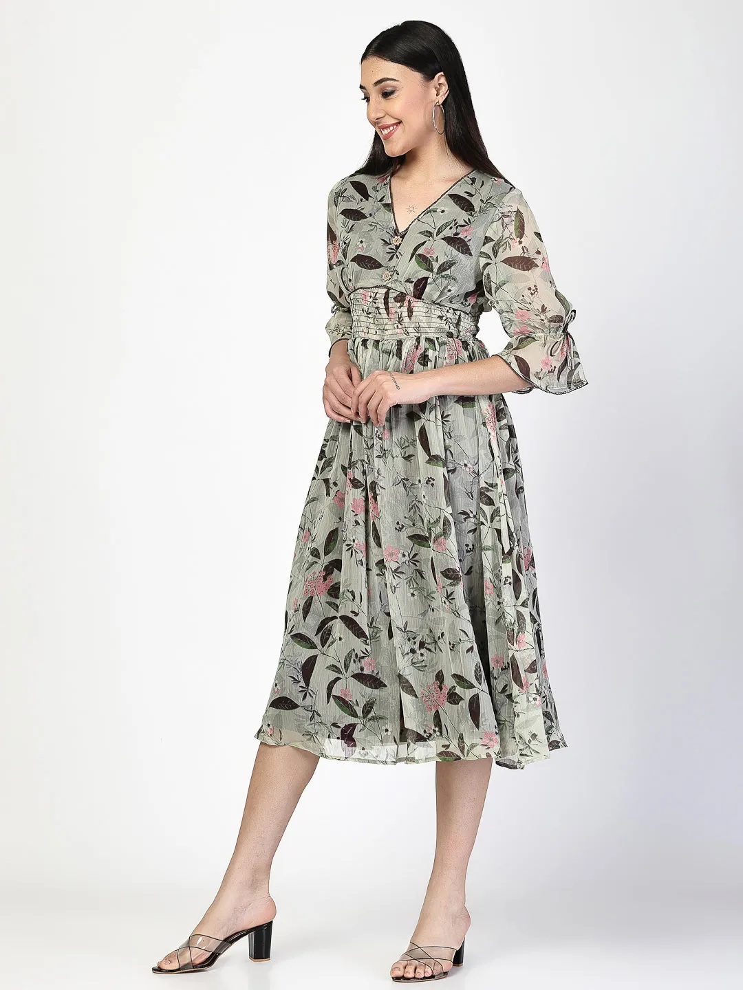 Floral Printed Flared  Dress