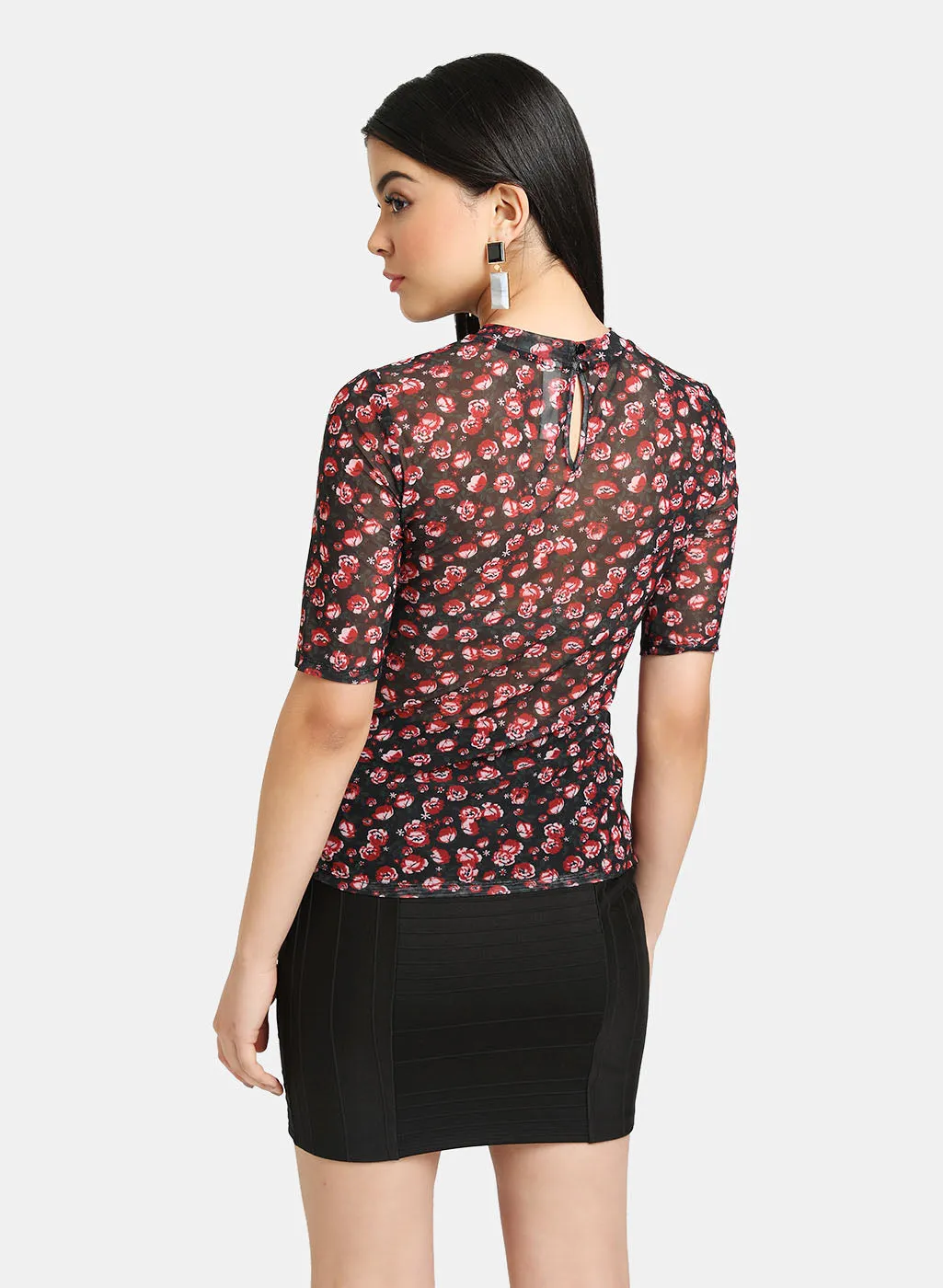 Floral Top With Ruching Detail