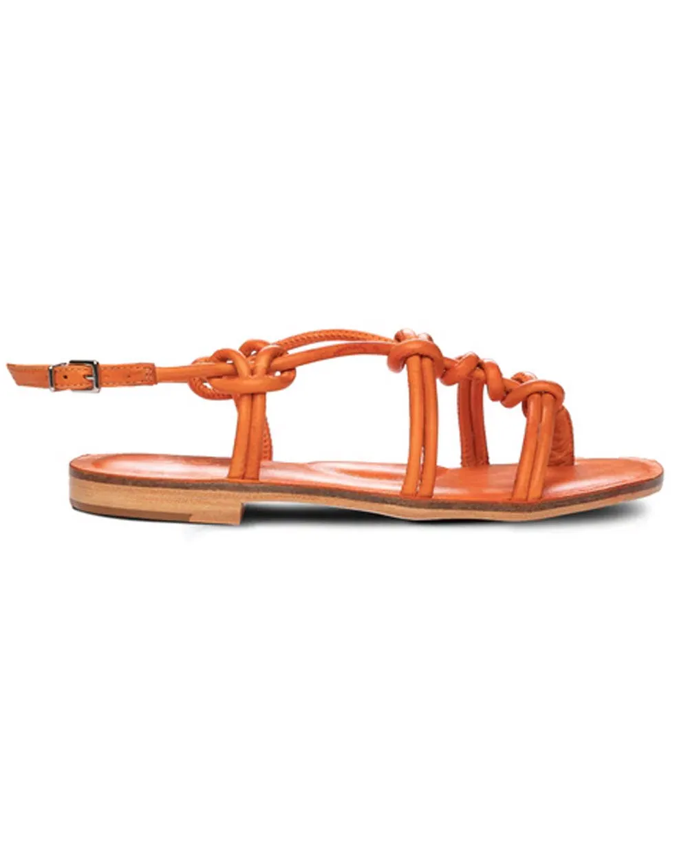 Forget Me Knot Leather Knotted Sandal in Tangerine Orange