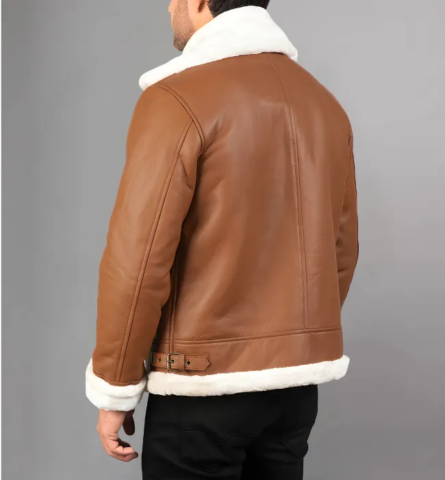 Francis B-3 Black & White Leather Bomber Jacket