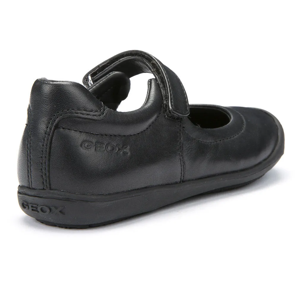 Geox J Gioia Black Velcro School Shoes