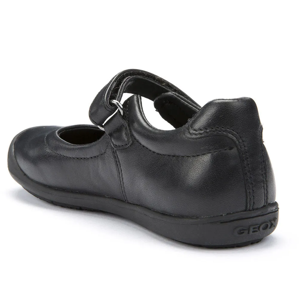 Geox J Gioia Black Velcro School Shoes